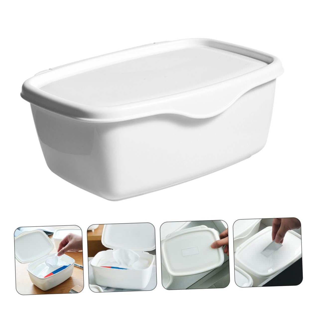 Cabilock 6pezzi Scatola Salviwet Con Coperchio Di Contenitore Per Fazzoletti Umidificati Organizzatore Compatto e Leggero Per Casa e Ufficio Protezione Da Polvere e Sporcizia Retro