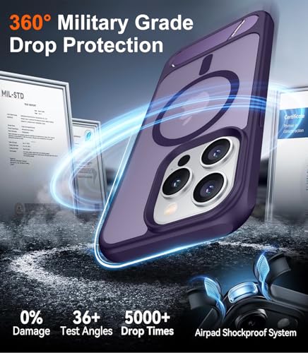 Image of Magnetic Compatible with iPhone 15 Pro Case, [Built-in Invisible Kickstand][Compatible with MagSafe] [Military Grade Shockproof] Slim Translucent Matte Phone Case for iPhone 15 Pro 6.1 inch