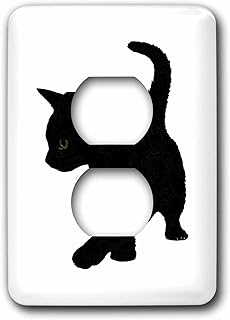 3dRose Cute Baby Black Cat Silhouette Tail Held High Vector... - Light Switch Covers (lsp-383413-6)