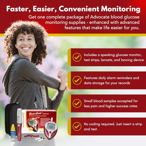 Complete Blood Glucose Monitor Kit - Includes a Speaking Glucose Monitor, Glucose Test Strips, Lancets & Lancing Device – Fast, Convenient, Accurate & Travel-Friendly Glucose Monitoring Kit