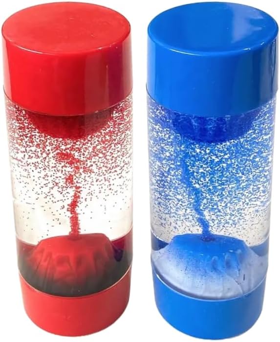 VIRTUENITY Volcano Anti-Gravity Liquid Sensory Timer for Autism, Sensory Needs, ADHD, Stress Relief, Anxiety. Autism Toy and Special Needs. (Red)