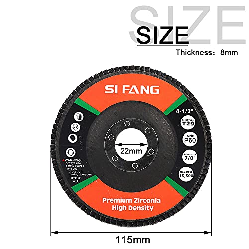 Si Fang SQ1D000032-7 320 Grit Flap Discs 4 1/2 Inch Aluminum Oxide 10 Pack Angle Grinder Attachment Sanding Disc Blending Grinding Finishing thumb #2