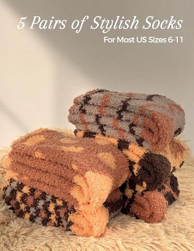 Image of TEHOOK Warm & Cozy Gifts for Women, Fluffy Fuzzy Plush Sleeping Slipper Socks - Soft Warm Fabric