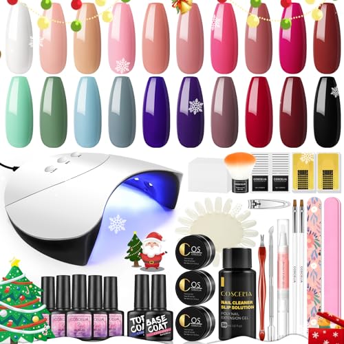 Coscelia 20 färger Gellack met UV Lampa, Nagellack Gel Nägel Soak off gel polish UV Nagellack Nail Kit, Gelnägel Starterset Gel Nägel Selber Set Nail Art Dekoration Lämplig för nybörjare