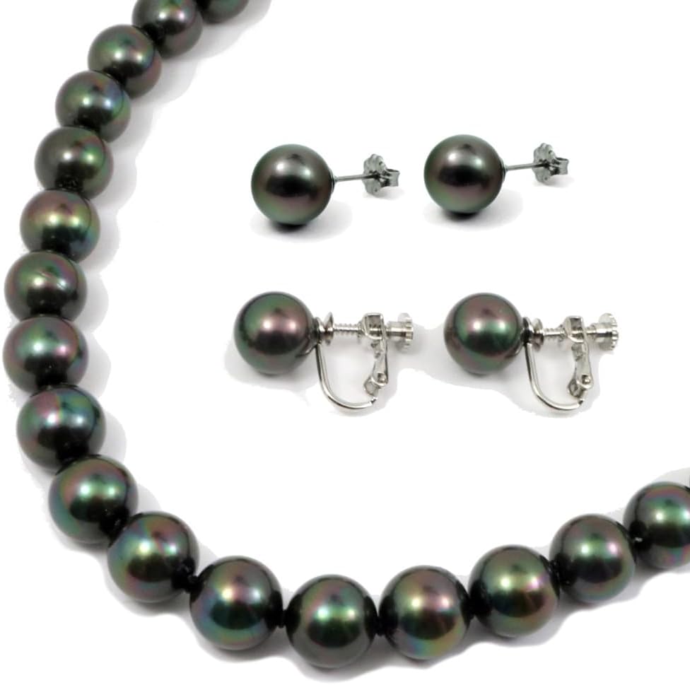 Amazon | [あなたと私の宝石箱] 黒真珠 ネックレス イヤリング