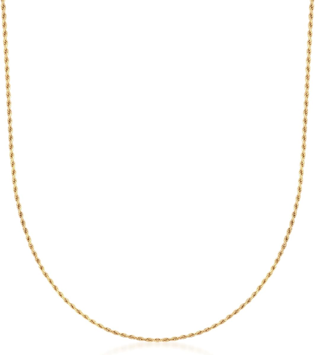 Ross-Simons Collar italiano de cadena de cuerda ajustable de oro de 18 quilates sobre plata de ley de 1,5 mm