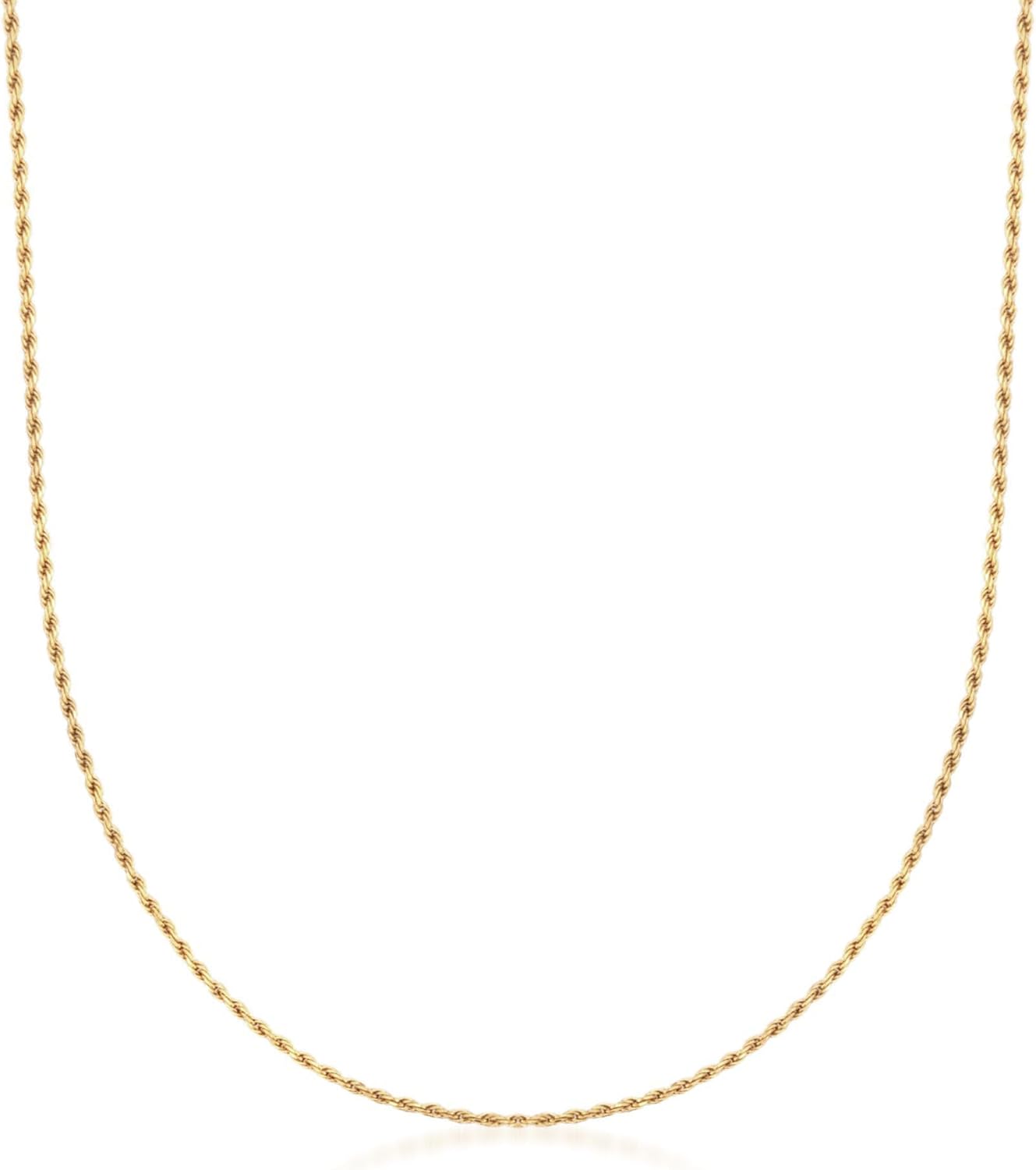 Ross-Simons Italian 1.5mm 18kt Gold Over Sterling Adjustable Rope-Chain Necklace