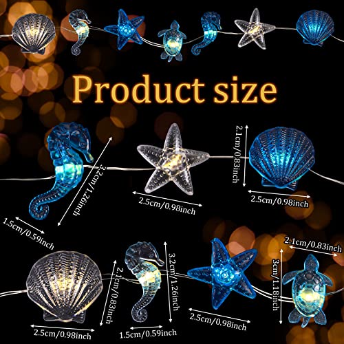 2 Pcs Ocean Beach Marine String Lights Christmas Decorations 10Ft 30 Led Aquarium Seashell Seahorse Conch Battery Operated String Lights For Xmas Tree Ornaments Holiday Bedroom Wedding Birthday #TOP1