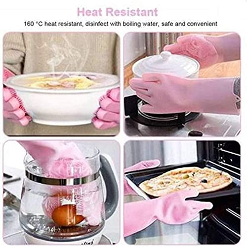Image of IRONFIX 2 pair NS Hand Gloves | Silicone Gloves for Kitchen, Gloves for Washing Utensils | Silicone Gloves for Cleaning, Washing Dish, Car, Bathroom (1 Pair) Multicolor (2 Pair)