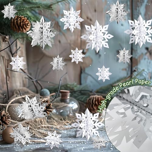 Image of Snowflake Decorations, Paper Christmas Hanging Decor Indoor, 36-Pc