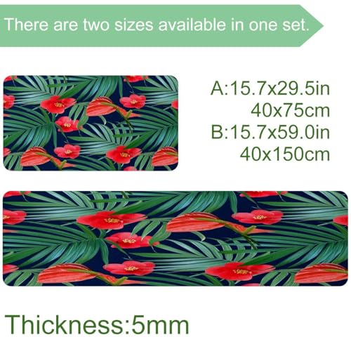 2 tapetes de cocina VAPOKF con estampado tropical lavables 4