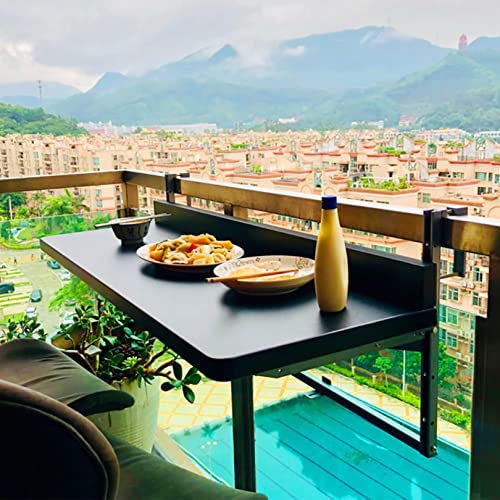 Table de bar pour balcon avec rambarde réglable et rabattable en métal