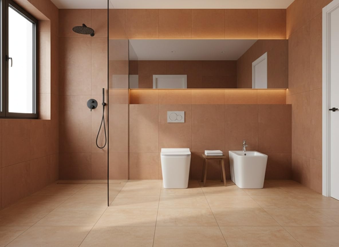 Coppia di Sanitari Modello Edge Rimless - Senza brida - Filo muro a terra bianco con coprivaso soft close, design squadrato