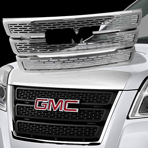 Front Grille Inserts Overlay Trim For 2010-2015 Gmc Terrain -Chrome Snap On Mesh Screen - Car, Truck, Suv , Van & Jeep Replacement Accessories #TOP2