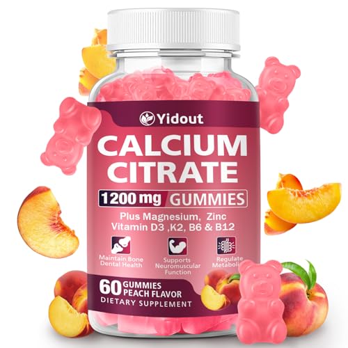 Yidout 1200mg Calcium Citrate Gummies (Peach, 60 Count)