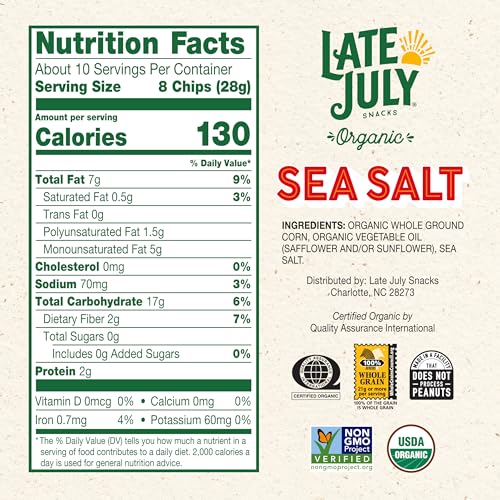 Image of Late July Sea Salt Organic Tortilla Chips, 10.1 Oz Bag (Pack of 2)