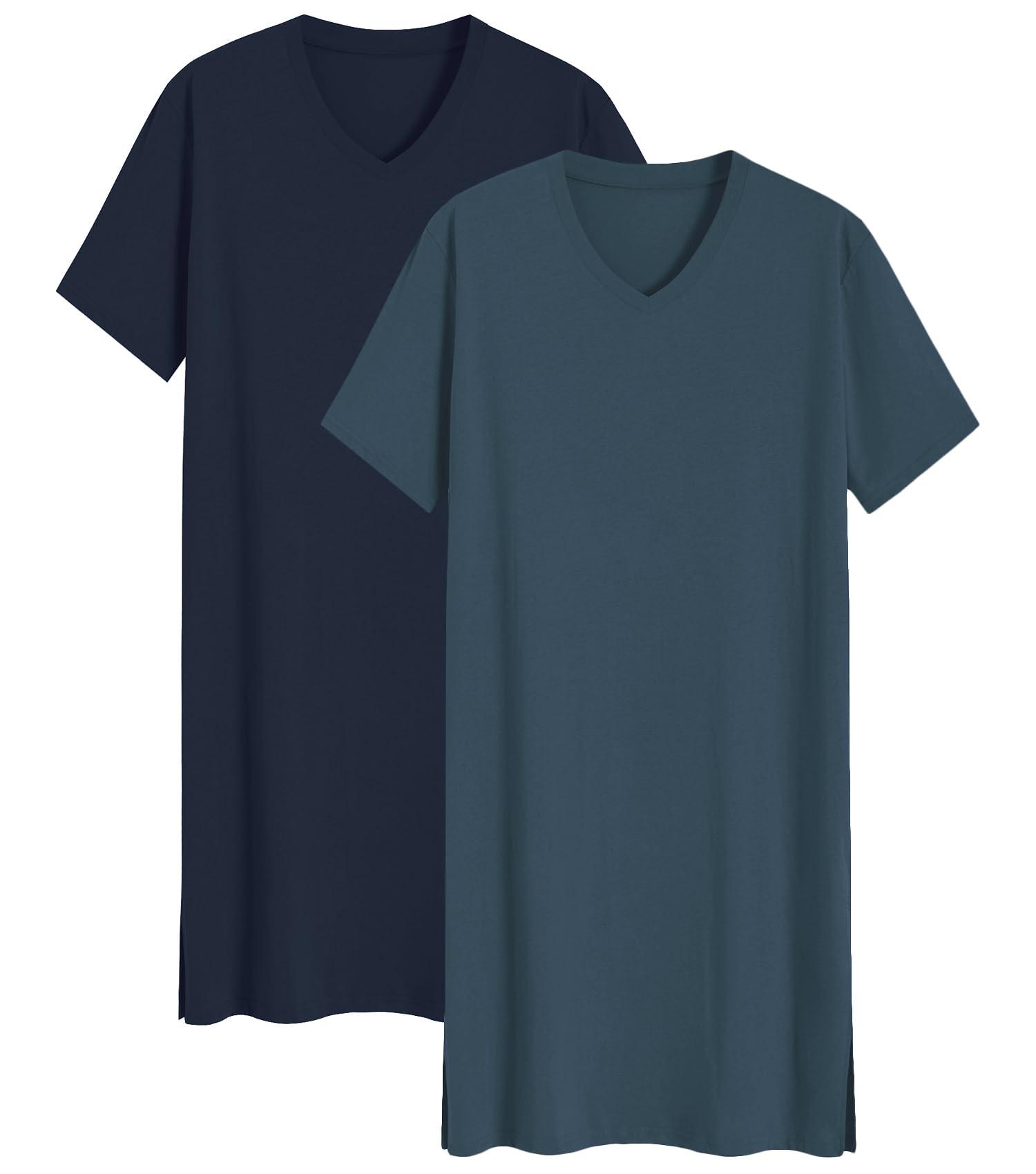 Latuza Men's 2 Pack Nightshirt Cotton Sleep Shirt Nightgown