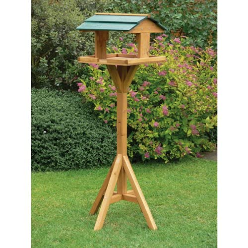 Garden Mile® Traditional Wooden bird tables for the garden Sheltered garden table bird tables for the garden free standing heavy duty wooden garden tables bird feeding station (H118 x W34 x D30cm)