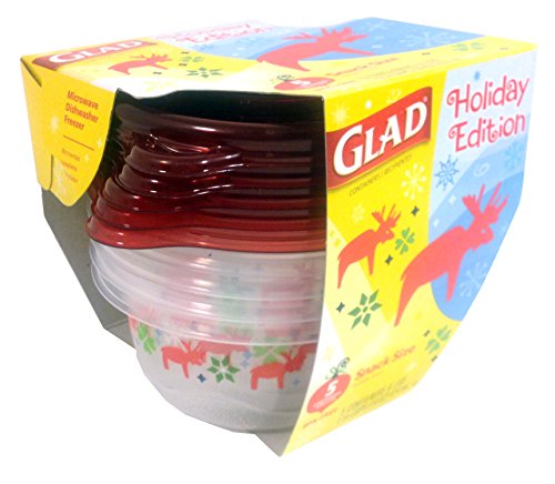 Glad Holiday Collection Food Storage Bowls with Lids 175 Cups 5 Containers