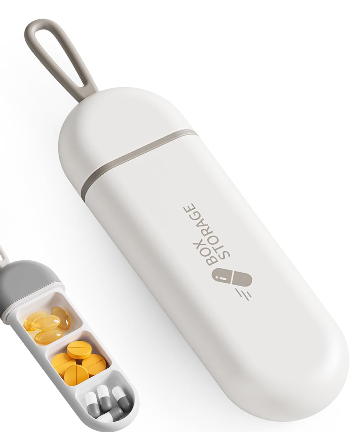 OptiPro ピルケース スライド式 携帯用 薬入れ 小型 くすりいれケース 1日3回 錠剤ケース おしゃれ 持ち運び便利 小物入れ 収納 軽量 薬飲み忘れ防止 (白)