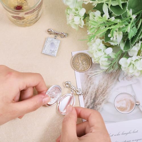 Image of CHGCRAFT Locket Brooch Bridal Bouquet Charm Flower Brooch Pin Brass Pins Set Memory Charm Coat Shirt Suit Collar Accessories for Backpack Clothing Badges