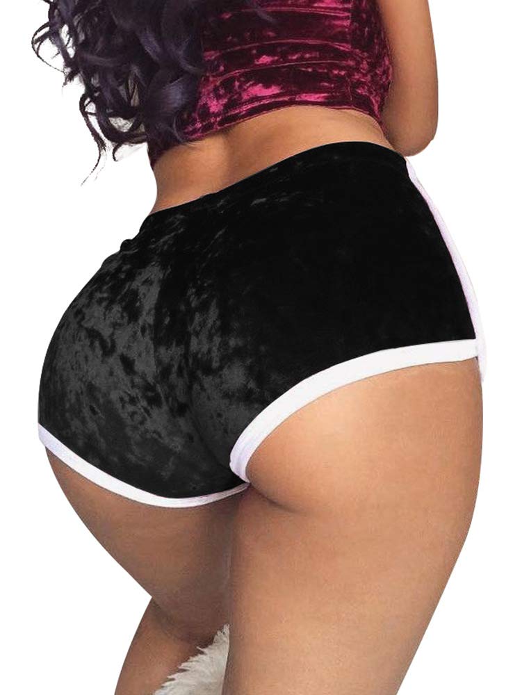 TOB Women's Sexy Drawstring Velvet Outfits High Waist Club Mini Shorts