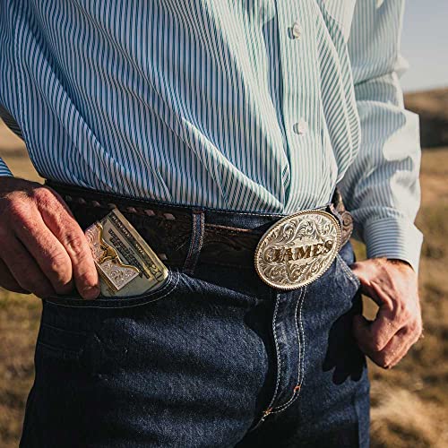 Image of Montana Silversmiths Made in the USA Western Lifestyle Money Clip (Two-Tone Carved Longhorn)