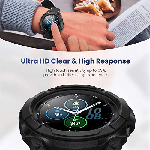 Goton 3 in 1 Accessories for Samsung Galaxy Watch 3 41mm, 1 Rugged TPU Armor Bumper Case +2 Tempered Glass Screen Protector Films + 1 Bezel Ring for Galaxy Watch 3 41mm(Black,41mm) - Thumbnail 2