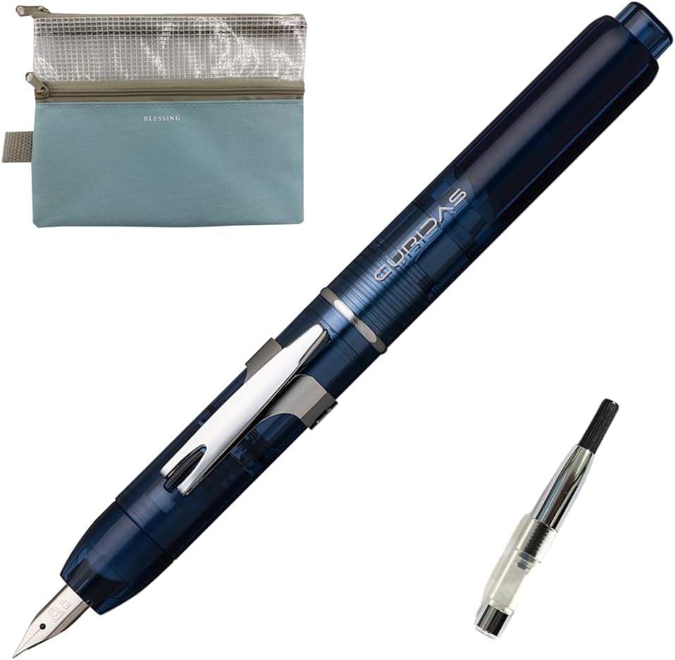Platinum Curidas PKN7000 Full Nib Pen with Converter Set (#50 Apis Blue, F (Fine)), 1 count (Pack of 2)