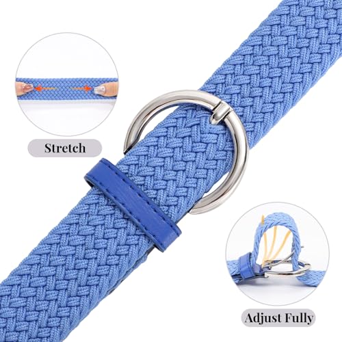 Image of JASGOOD Women Men Braided Woven Elastic Stretch Waist Belt Golf Canvas Fabric Casual Belt for Jeans Pants