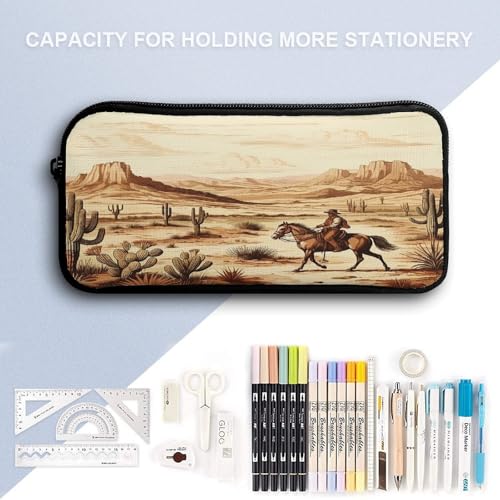Printed Backpack With Lunch Pack Storage Box Case Cactus Cowboys Riding Horses 3pcs Lightweight Travel Backpack4