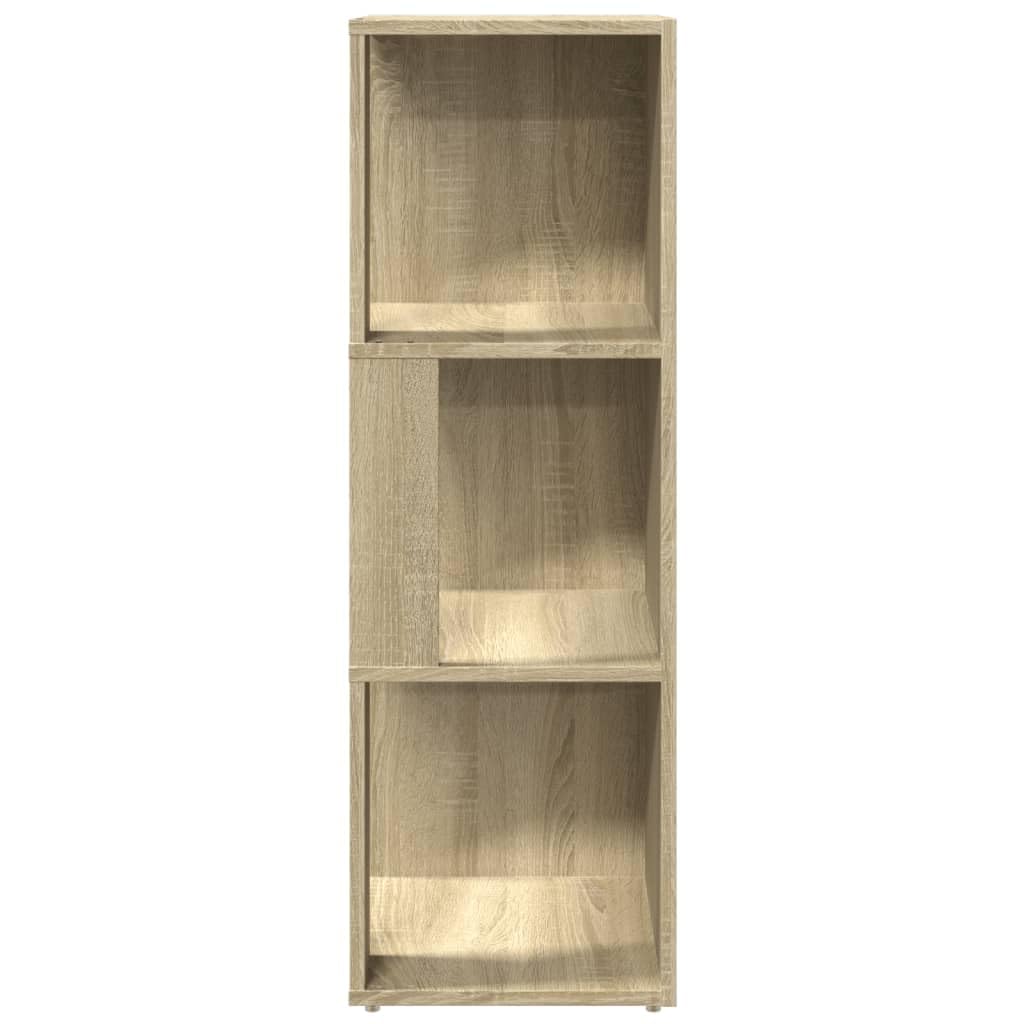 Armario esquinero de roble Sonoma 33x33x100 cm, estante de almacenamiento con 3 compartimentos para libros, CD, revistas y decoraciones, mueble de esquina compacto para sala de estar, dormitorio