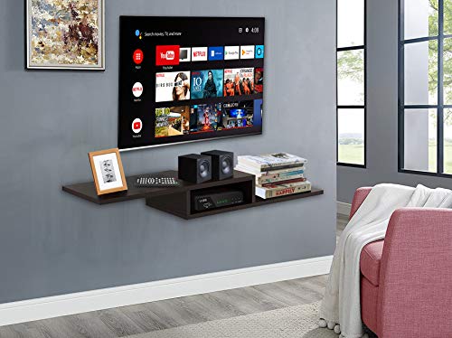 Dr Smith Engineered Wood Wall-Mounted tv Unit & Set Top Box Bookshelf Bedroom Living Room Decoration (Brown)