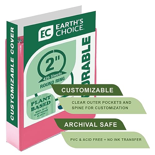 Image of Samsill Plant-Based 2 Inch Durable Round Ring, View Binder, Eco-Friendly, USDA Certified Biobased, 12-Pack, Berry Pink