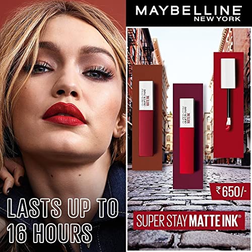 Image of Maybelline New York Liquid Matte Lipstick, Long Lasting, 16hr Wear, Superstay Matte Ink, 75 Fighter, 5ml