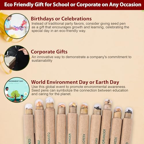 Image of GIFTONETREE Eco Friendly Plantable Seed Pens | Return Gift | Corporate Gifting | Best for Distributing in School (Loose Self-Design Pen, 40, count), Ink Color-Blue