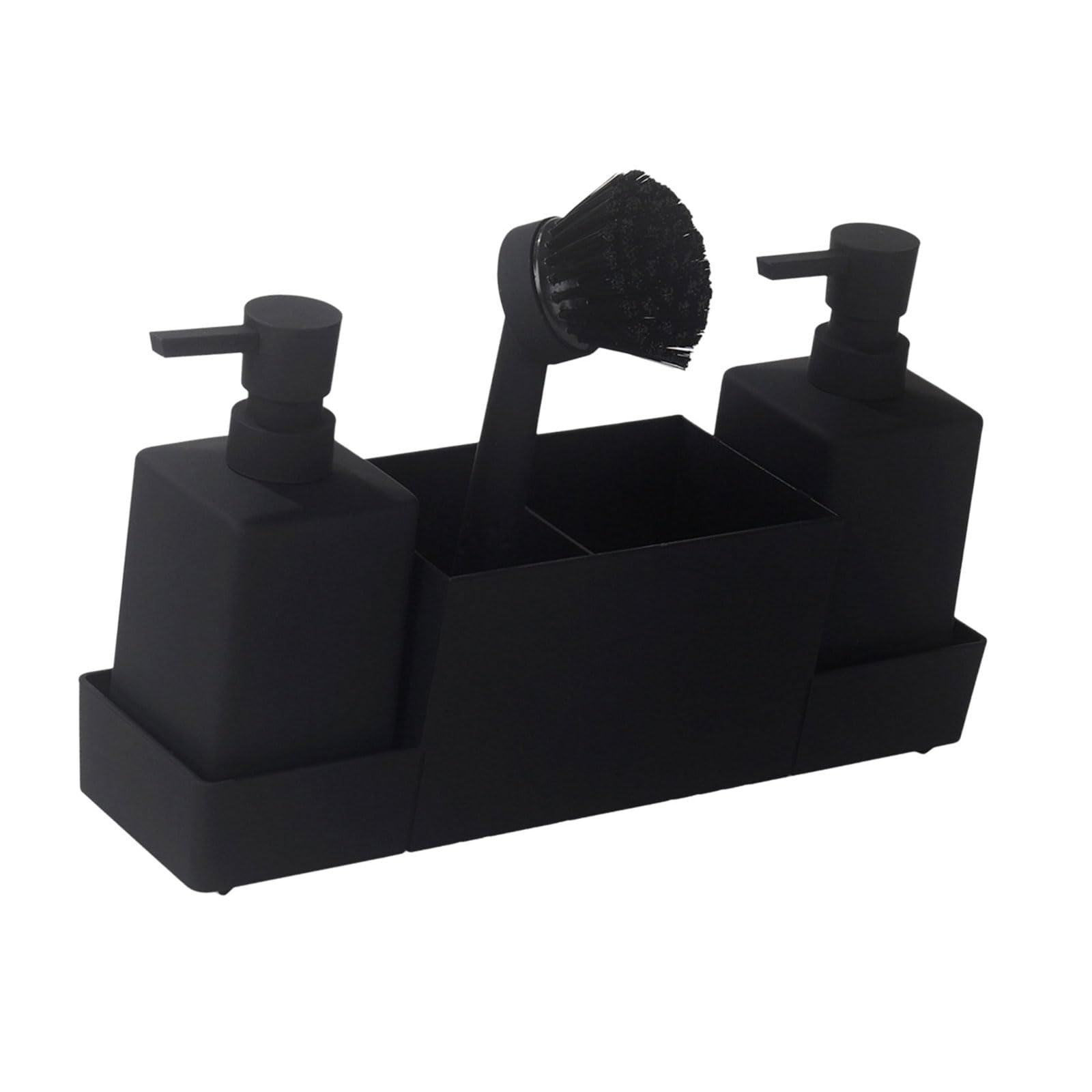 MICFENY Kitchen Soap Dispenser and Sponge Holder with Storage Tray for Sink Organization Hand Soap Organiser with Brush