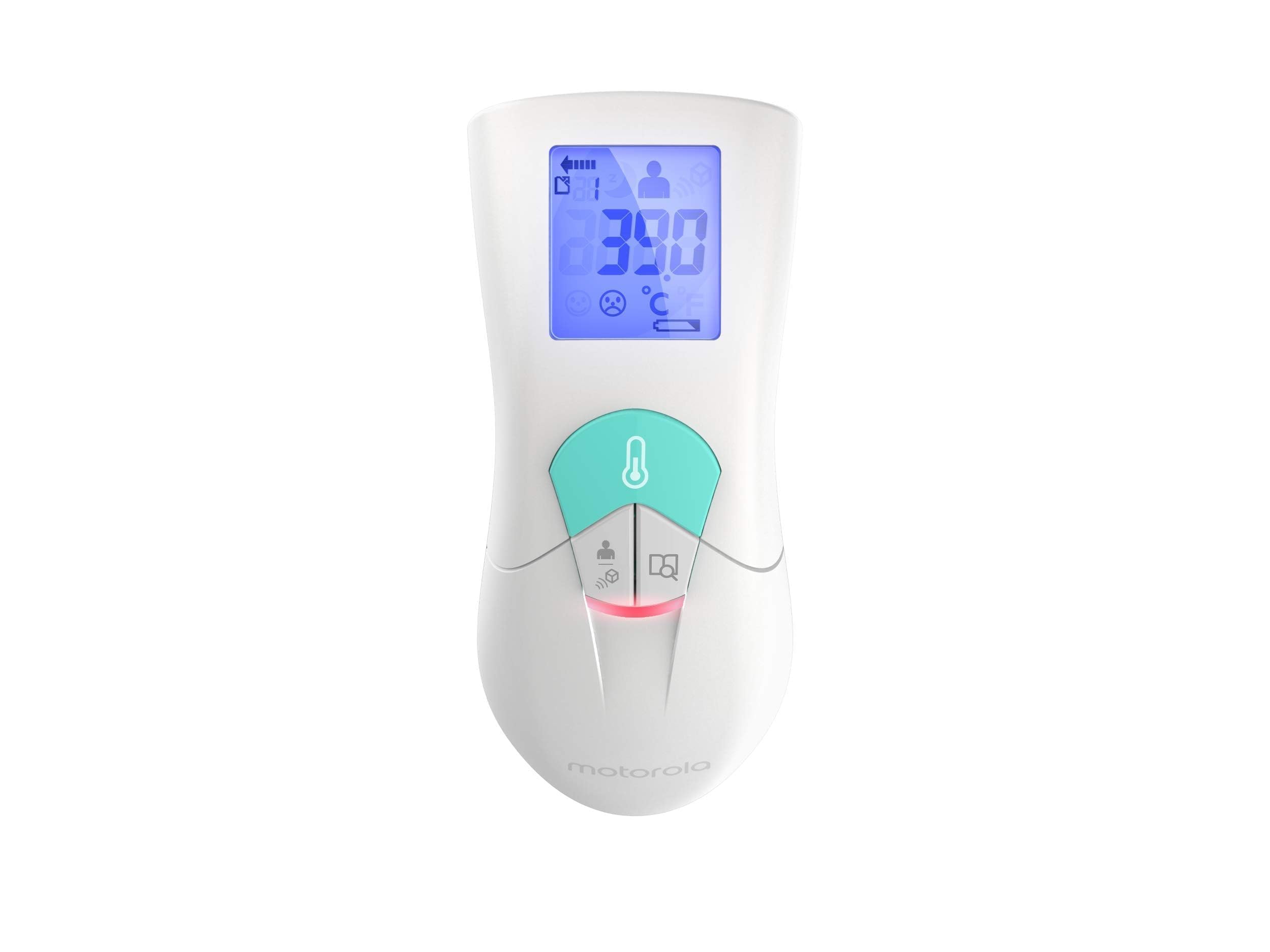 Motorola Baby MBP66NT Digital Kontaktlos Thermometer - Fieberthermometer für Erwachsene und Baby mit LCD Display - 2 Farben - Temperaturen von Körper, Nahrung und Flüssigkeit - Weiß
