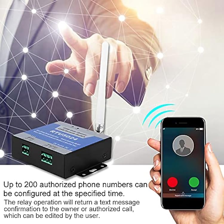 GSM Gate Opener, Door Opener, Relay Switch Remote Control with Caller ID, SMS Command for Access Control, Wall Mounting Support