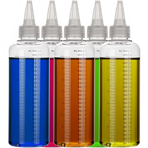 HWEIZU 9oz PET bottiglia di vape dosatore di liquidi dosatore bottiglia di eliquido flacone volumetrico flacone di misurazione PET (5, 9oz / 255ml)