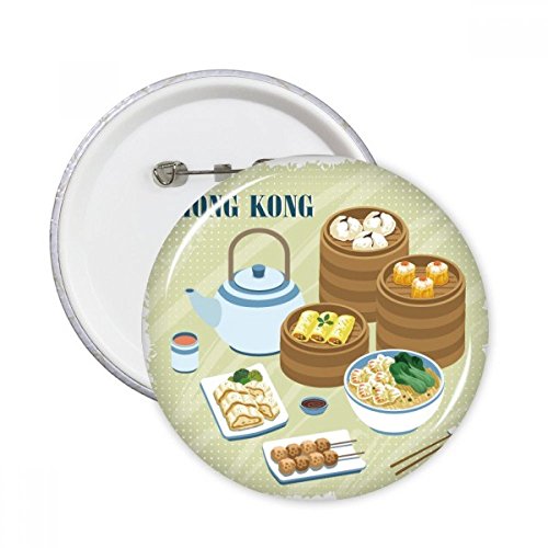Dim Sum boutons badges ronds XXL décoration vêtements style Hong Kong 5pcs