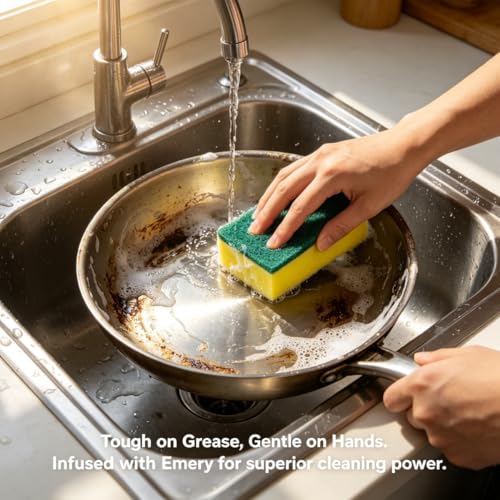 Image of Heavy Duty Scrub Sponges for Dishwashing Kitchen Sponges Non-Scratch Dual-Sided Scrubbing Sponges for Dishes, Pot, Pan, Bathroom and Household Cleaning,24 Pack