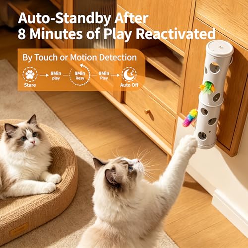 Kzoom Interactive Cat Feather Toy, Cat Toy Automatic Fluffy Tail Teaser with Motion Activated, USB Rechargeable, Suction Cup for Stable Play, Perfect for Indoor Cats — view 5
