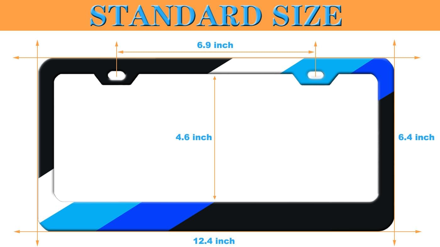2 Pack Tri-Color 3 Color License Plate Frame Holder Cover, Car Tire Valve Stem Caps Cover Compatible with Toyota Car Accessories. (XK White Blue Dark Blue 2 Holes)