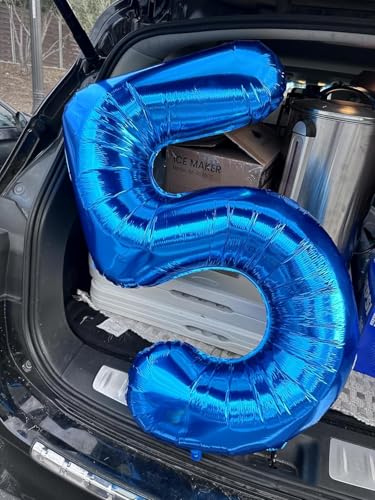 Image of Number Balloons 5 Balloon Dark Blue for 5 Birthday Party Decorations, 40 in | Saturated Color, Large 40 in, With Inflation Straw & Hanging Hole, Great for Men's Party, Back-To-School Season, Pool Party
