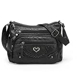 Genuine Leather Purses for Women Crossbody Bags Small Shoulder Clutch Phone Cross Body Phone Purses Handbags Trendy Heart Detail