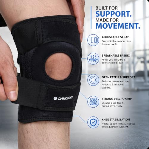 Image of CHKOKKO Premium Knee Cap for women men pain relief | knee support for men gym No Allergic Effect On Skin | Open Patella with Dual Stabilizers | Knee support for gym Arthritis Running Physical Activities | Universal Fit, 1 Piece (Not A Pair)