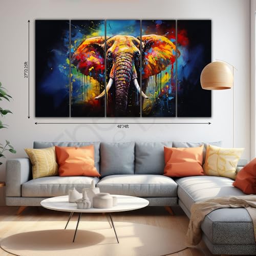 Image of The Castle Decor Elephant painting with frame Big Size 27x48 Wall art for living room,Bedroom,Drawing room,Hotels-Wooden Framed-747