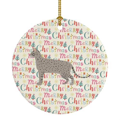 Caroline's Treasures Safari #2 Cat Christmas Ceramic Ornament Christmas Tree Hanging Decorations for Home Christmas Holiday, Party, Gift, 3 in, Multicolor