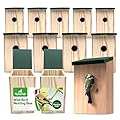 SOL 12pcs Wild Bird Nesting Box, 21.5x12x11.5cm Bird Box for Gardens Natural Look, Attracts Variety Small Birds, Durable Build with Ventilation Holes, Easy to Install & Weather Proof